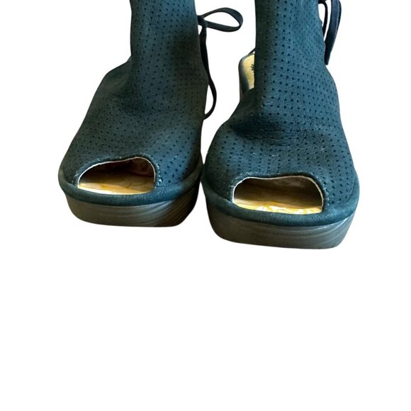 Fly London Peep Toe Lace Up Wedge Sandals Nubuck Suede Size 36 5.5 Women's - Picture 6 of 12